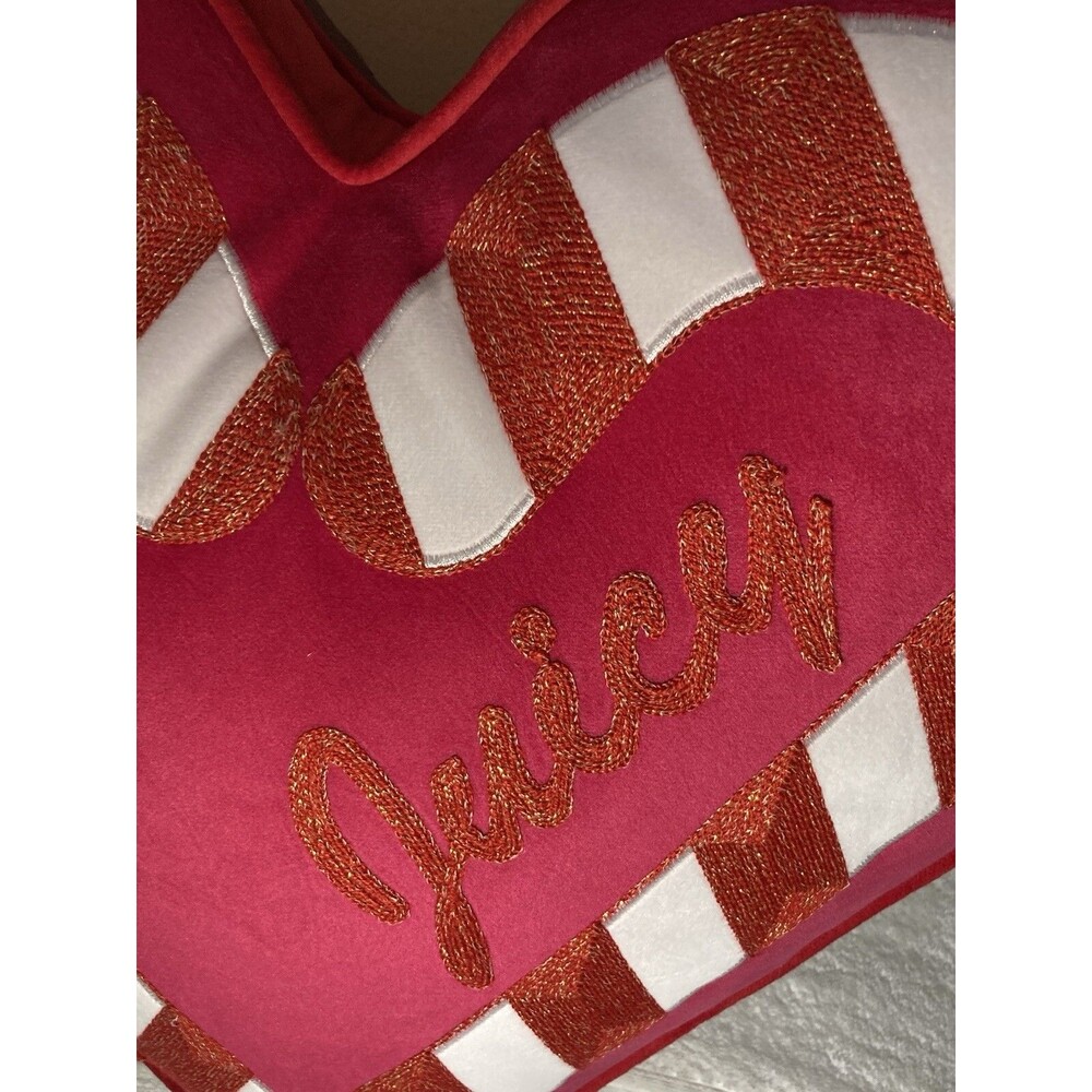 Juicy Couture Decorative Pillow Pink Heart 20” X 18” Candy Cane Valentines Xmas - Picture 9 of 16